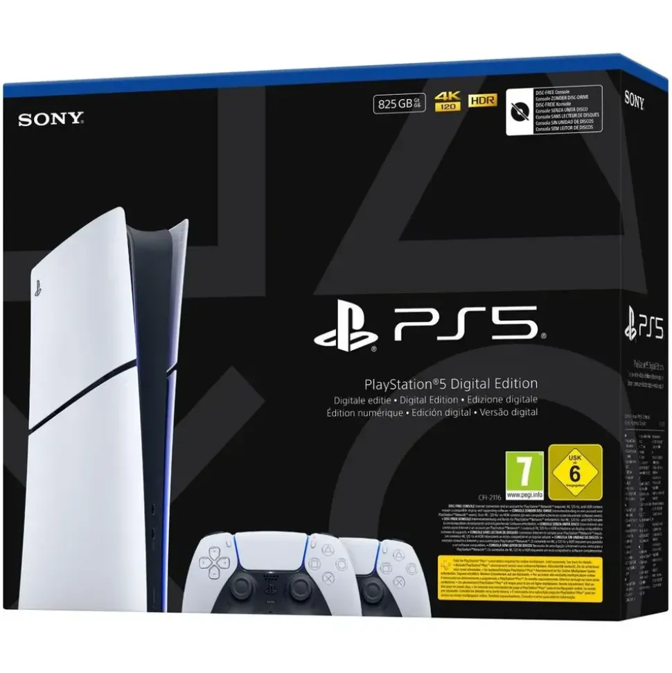 Sony PlayStation 5 Slim Digital Edition + 2. DualSense Wireless-Controller