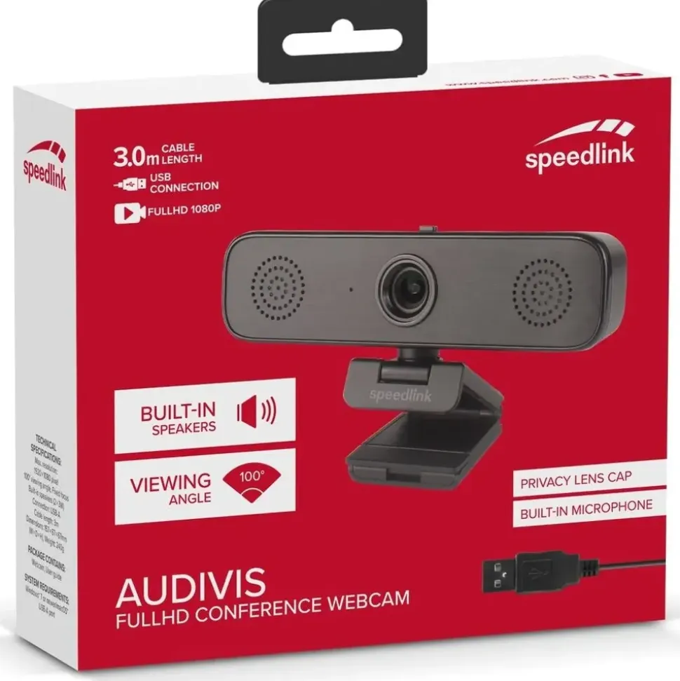 Speedlink Audivis Full HD Webcam Schwarz