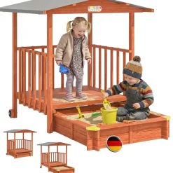 Spielwerk® Sandkasten Merle mit Dach braun