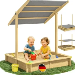 SPIELWERK Sandkasten Samu mit Dach braun