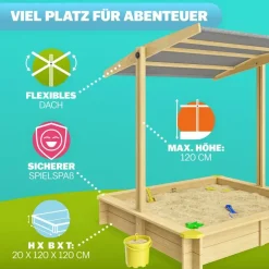 SPIELWERK Sandkasten Samu mit Dach braun