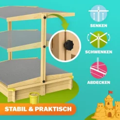SPIELWERK Sandkasten Samu mit Dach braun