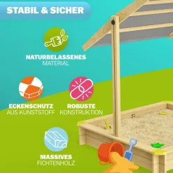 SPIELWERK Sandkasten Samu mit Dach braun