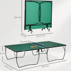 sportnow Tischtennisplatte Klappbar Grün