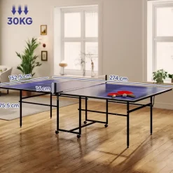 sportnow Tischtennisplatte Klappbar Indoor mit Rollen Blau
