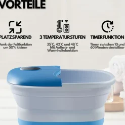 Steinborg faltbares Fußsprudelbad mit Fernbedienung Platzsparend Timer