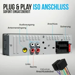 strex Autoradio Bluetooth für alle Fahrzeuge - USB, AUX und Freisprecheinrichtung - Fernbedienung, - EIN-DIN-Autoradio mit integriertem Mikrofon