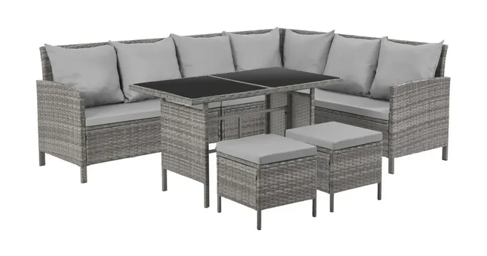 Svita Madison Rattan-Lounge Ecksofa grau