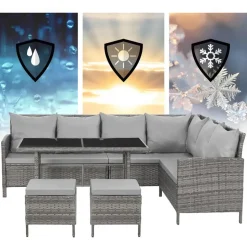 Svita Madison Rattan-Lounge Ecksofa grau