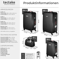Tectake Cleo Koffer-Set 19-tlg. schwarz