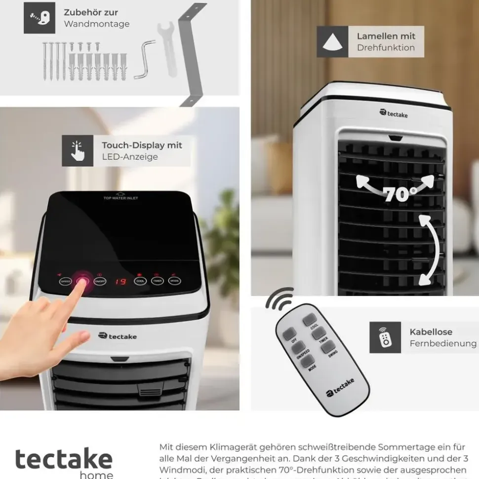 Tectake Klimagerät 403915 weiß mobil