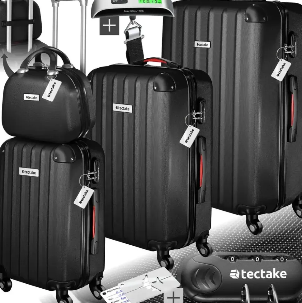 Tectake Koffer-Set 4-tlg. schwarz