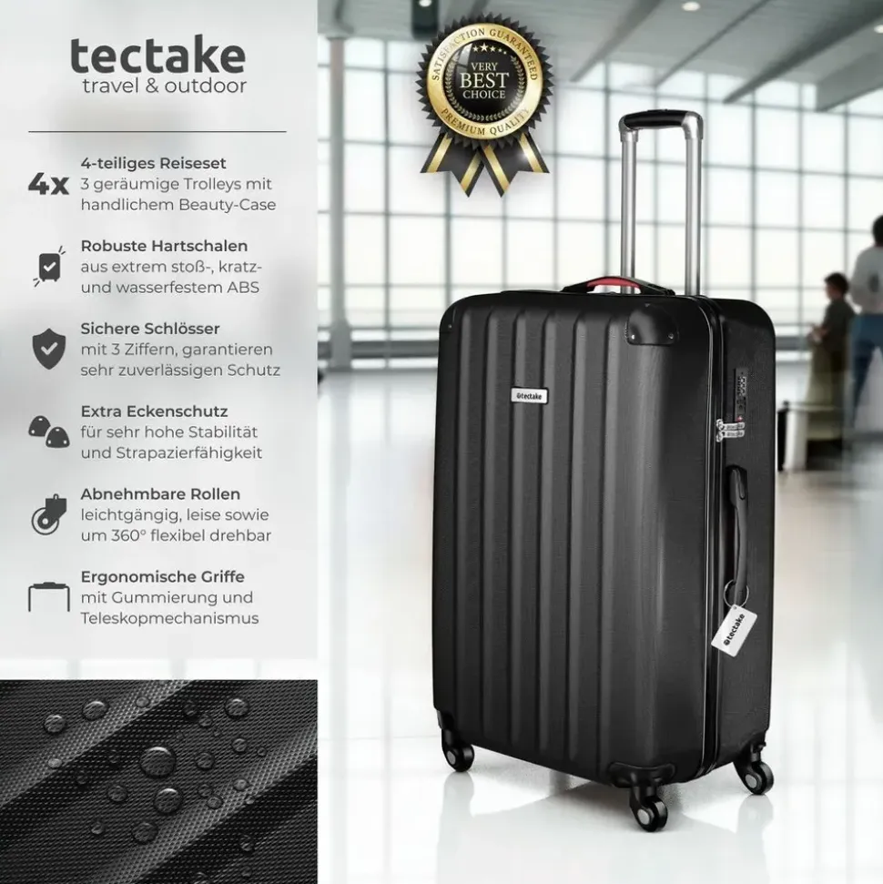 Tectake Koffer-Set 4-tlg. schwarz