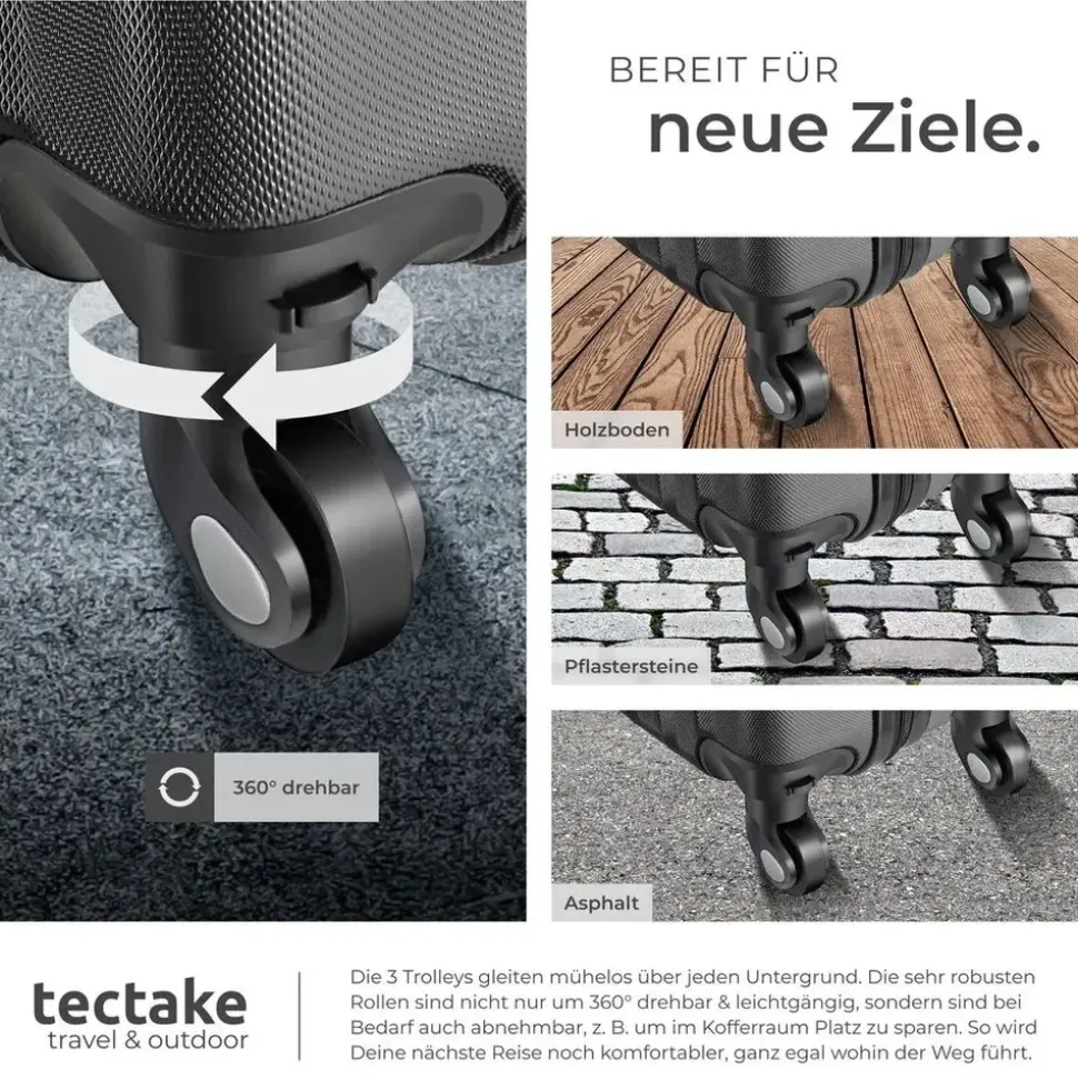 Tectake Koffer-Set 4-tlg. schwarz