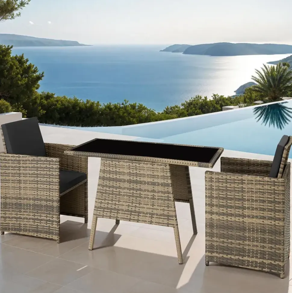 Tectake Lausanne Set 3-tlg. natur