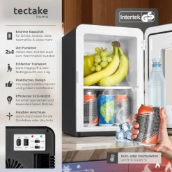 Tectake Mini-Kühlschrank 2 in 1 27 l 31 cm hoch Schwarz