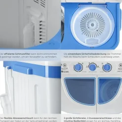 Tectake Mini-Waschmaschine Toplader (4.5 kg)