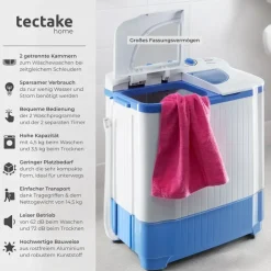 Tectake Mini-Waschmaschine Toplader (4.5 kg)