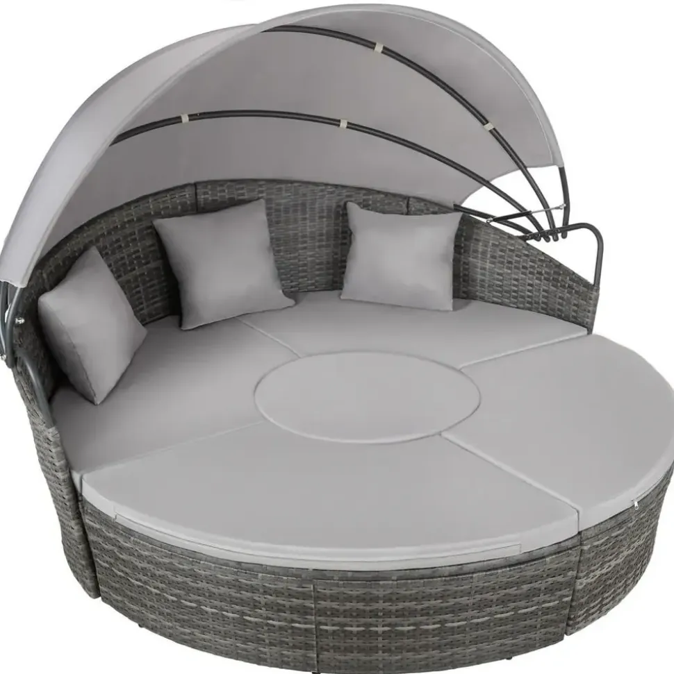Tectake Sonneninsel Rattan grau