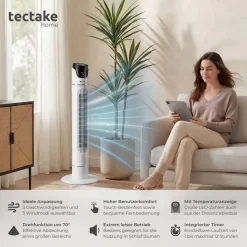 Tectake Turmventilator 110 cm Weiß