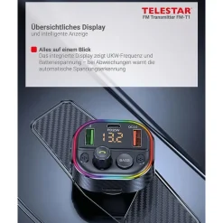 Telestar FM-T1 – FM-Transmitter mit microSD & Bluetooth – Schwarz