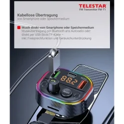 Telestar FM-T1 – FM-Transmitter mit microSD & Bluetooth – Schwarz