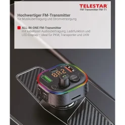 Telestar FM-T1 – FM-Transmitter mit microSD & Bluetooth – Schwarz
