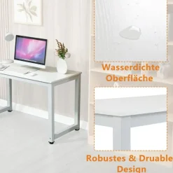 Thanaddo Schreibtisch 120 x 60 cm Weiß