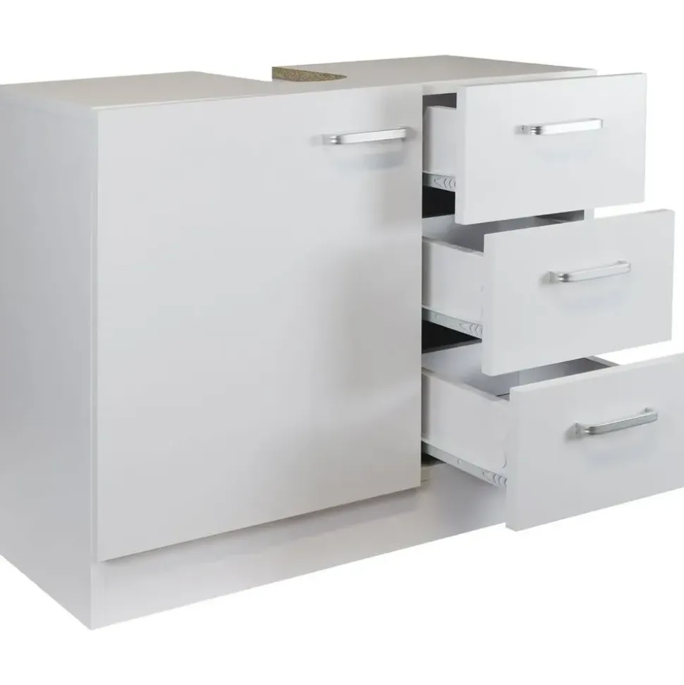T-max Waschbeckenunterschrank "Knut" polarweiß matt 3 Schubladen, 63x30x54cm