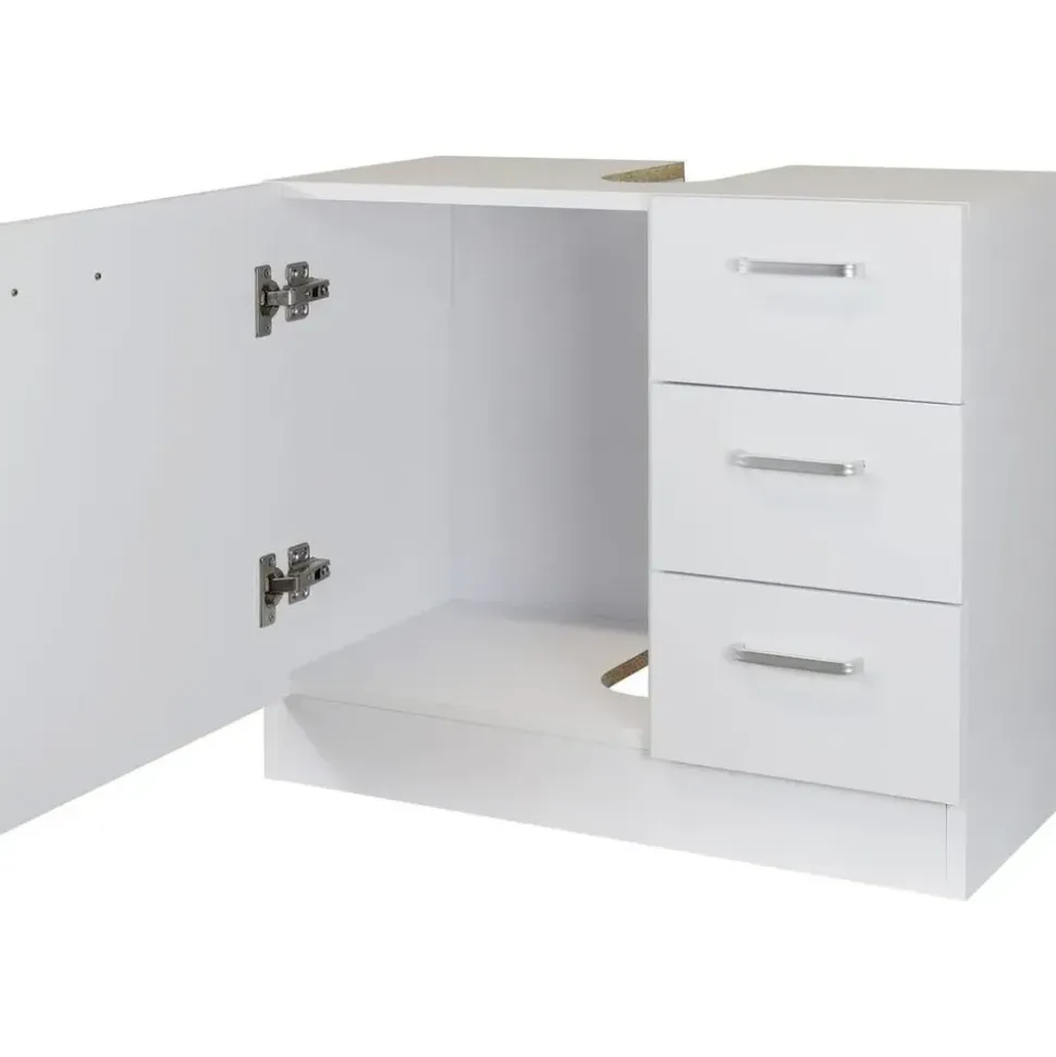 T-max Waschbeckenunterschrank "Knut" polarweiß matt 3 Schubladen, 63x30x54cm