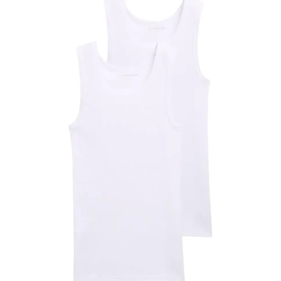 Tom Tailor Herren Tanktops mit Rippstruktur im 2er-Pack, weiß, Uni, Gr. XL/7