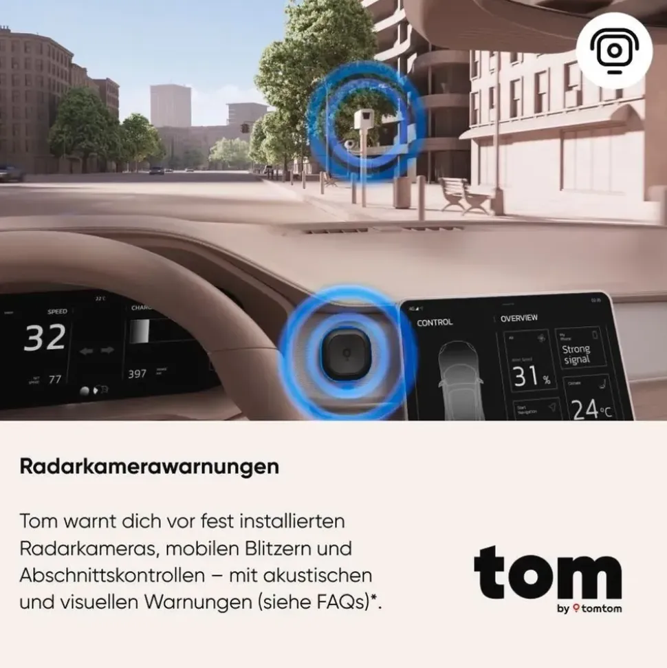 TomTom Tom, Deutsch, Ganz Europa, Fixed, Schwarz, USB, 48 mm
