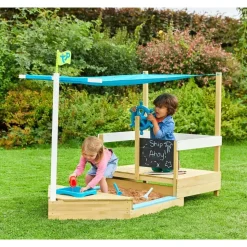 TP Toys Holzsandkasten Schiff Ahoy mit Dach blau