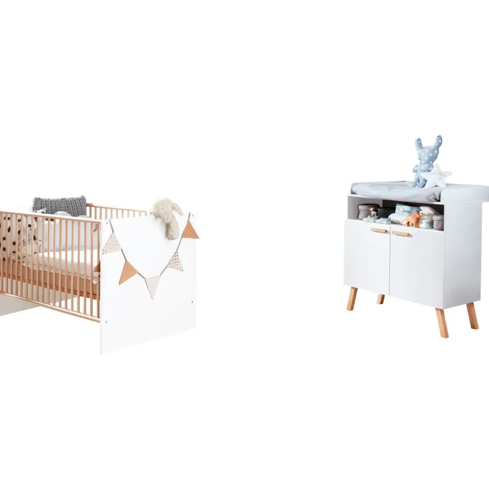 trendteam Babymöbel-Set, Mats, (2-tlg), neutrales Design weiß