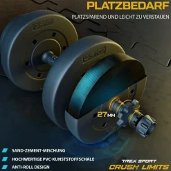 trex sport Hantelset 4in1 Kurzhanteln Langhantel Kettlebell 20 kg schwarz