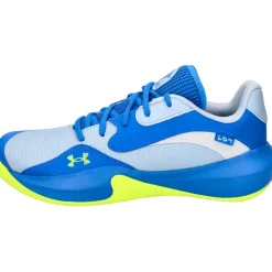 Under Armour Herren Basketballschuhe Lockdown 7 Low, leichter Basketball Schuh, robuste Sportschuhe für Outdoor- und Hallensport, atmungsaktive Turnschuhe,Blue Calm / Blue Atlantis / High Vis Yellow,43
