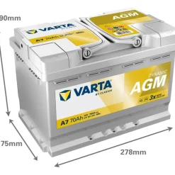 Varta 570901076J382 Starterbatterie VARTA AGM XEV A7 für Autos mit hohem Energiebedarf