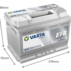 Varta N70 EFB 70Ah 12V
