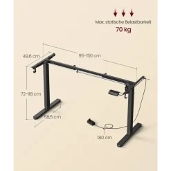 VASAGLE Höhenverstellbarer Schreibtisch schwarz