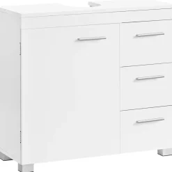 VASAGLE Waschbeckenunterschrank 3 große Schubladen 30 x 70 x 64 cm Wolkenweiß