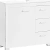 VASAGLE Waschbeckenunterschrank 70 x 64 cm Weiß