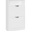 VASAGLE weiß Holzwerkstoff, 60x102x24 cm stehend, Garderobe, Schuhaufbewahrung, Schuhkipper
