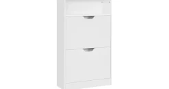 VASAGLE weiß Holzwerkstoff, 60x102x24 cm stehend, Garderobe, Schuhaufbewahrung, Schuhkipper