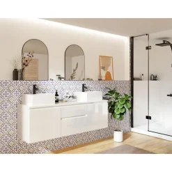 vente-unique Waschbeckenunterschrank hängend 150 x 46 cm Weiß