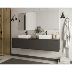 vente-unique Waschbeckenunterschrank hängend 150 x 32 cm Anthrazit
