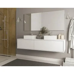 vente-unique Waschbeckenunterschrank hängend 150 x 32 cm Weiß