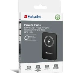 Verbatim Charge 'n' Go 5000 mAh Fast Charge, Quick Charge 3.0, USB PD 3.0, Adaptive Fast Charge LiPo