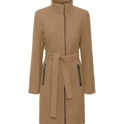 Vero Moda Kurzmantel VERO MODA "VMBLASSJESSY AW WOOL JACKET GA LCS", Damen, Gr. XS, beige (tigers eye), Web, Obermaterial: 64% Polyester, 30% Wolle, 6% Nylon, unifarben, Po-bedeckend, V-Ausschnitt, Mäntel Kurzmantel, mit Wollanteil und Lederimitat Details