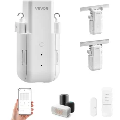Vevor automatischer Vorhangöffner (Steuerung über App & Fernbedienung) elektrischer Gardinenöffner, kompatibel mit Alexa & Google Home, mit Lautlosmodus & Timer, für U-förmige/I-förmige Schienen