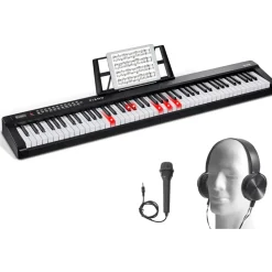 Vevor Digitales Klavier mit 88 Tasten, halbgewichtete Tasten, tragbares elektrisches Keyboard-Piano-Set in voller Größe mit 1000 Tönen, integrierten Lautsprechern, Sustain-Pedal, Kopfhörern,
